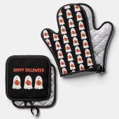 Gelukkige Halloween Ghosts met Jack-o-Lanterns Ovenwant & Pannenlap Set (Voorkant / Achterkant)