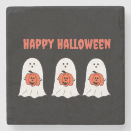 Gelukkige Halloween Ghosts met Jack-o-Lanterns Stenen Onderzetter