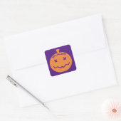 Gelukkige Halloween Glitter Pompoen Vierkante Sticker (Envelop)