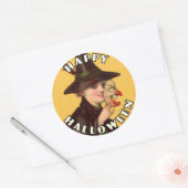 Gelukkige Halloween Goede Heks met Masker Sticker (Envelop)