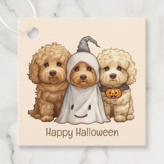 Gelukkige Halloween Goldendoodle Honden Bedankjes Labels (Voorkant)