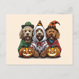 Gelukkige Halloween Goldendoodle Honden Briefkaart