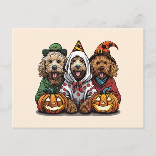 Gelukkige Halloween Goldendoodle Honden Briefkaart (Voorkant)