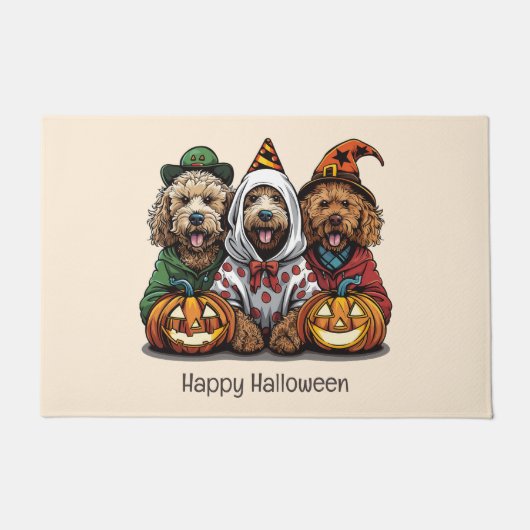 Gelukkige Halloween Goldendoodle Honden Deurmat (Voorkant)