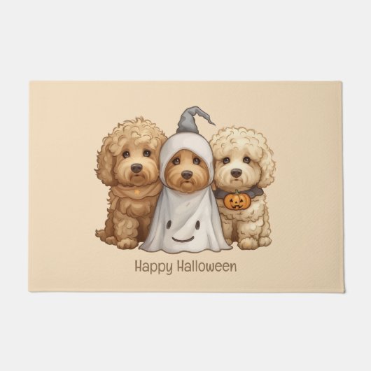 Gelukkige Halloween Goldendoodle Honden Deurmat (Voorkant)