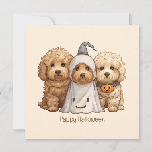 Gelukkige Halloween Goldendoodle Honden Kaart (Voorkant)
