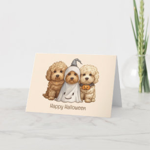 Gelukkige Halloween Goldendoodle Honden Kaart