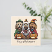 Gelukkige Halloween Goldendoodle Honden Kaart (Staand voorkant)