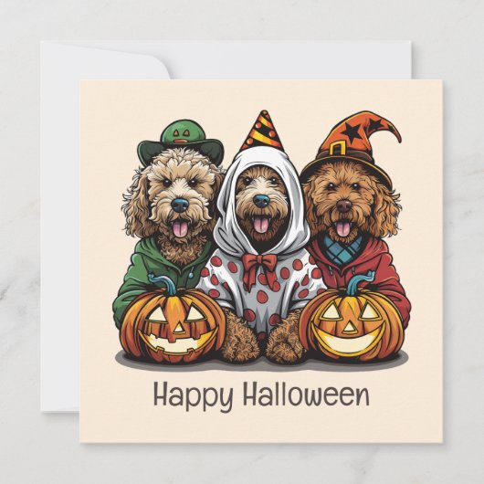 Gelukkige Halloween Goldendoodle Honden Kaart (Voorkant)