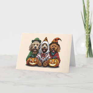 Gelukkige Halloween Goldendoodle Honden Kaart