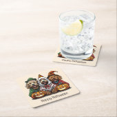 Gelukkige Halloween Goldendoodle Honden Kartonnen Onderzetters (Insitu)