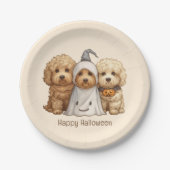 Gelukkige Halloween Goldendoodle Honden Papieren Bordje (Voorkant)