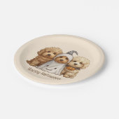 Gelukkige Halloween Goldendoodle Honden Papieren Bordje (Gekanteld)