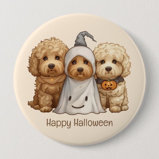 Gelukkige Halloween Goldendoodle Honden Ronde Button 4,0 Cm (Voorkant)