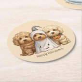 Gelukkige Halloween Goldendoodle Honden Ronde Kartonnen Onderzetter (Gebogen)