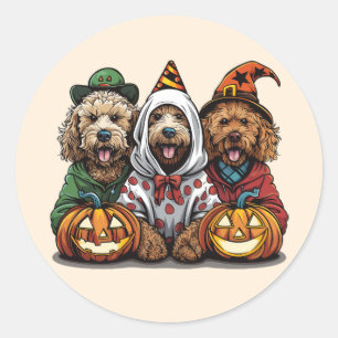 Gelukkige Halloween Goldendoodle Honden Ronde Sticker