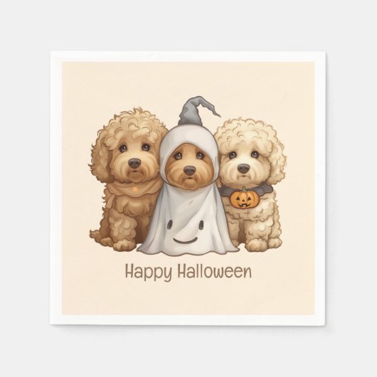 Gelukkige Halloween Goldendoodle Honden Servet (Voorkant)