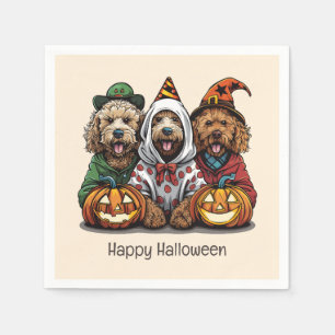 Gelukkige Halloween Goldendoodle Honden Servet