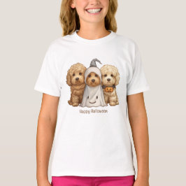 Gelukkige Halloween Goldendoodle Honden T-shirt