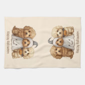 Gelukkige Halloween Goldendoodle Honden Theedoek (Horizontaal)