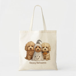 Gelukkige Halloween Goldendoodle Honden Tote Bag