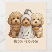Gelukkige Halloween Goldendoodle Honden Wijn Etiket (Enkel label)