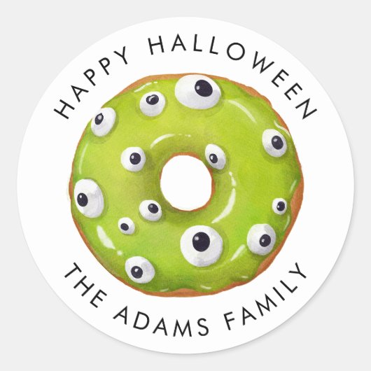 Gelukkige Halloween Gooey Groene Donut Ronde Sticker (Voorkant)