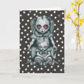 Gelukkige Halloween griezelige poppen Kaart (Gele Bloem)