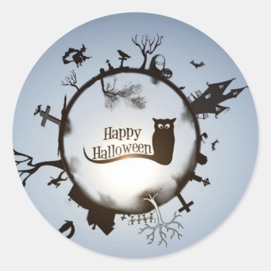 Gelukkige Halloween groet Ronde Sticker (Voorkant)