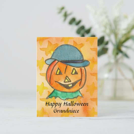 Gelukkige Halloween Grootnicht Jack-O-Lantern Cust Briefkaart (Staand voorkant)