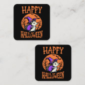 Gelukkige Halloween Hedgehog Witch Vierkante Visitekaartje (Voorkant / Achterkant)