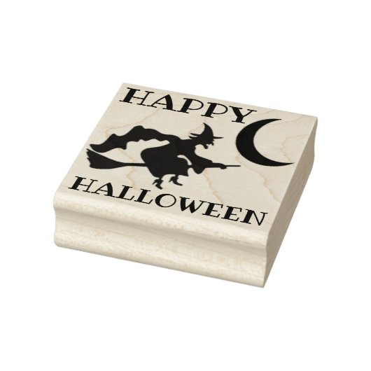 Gelukkige Halloween heks en maan Rubberstempel (Stempel)