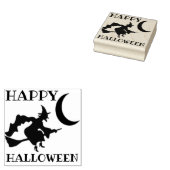 Gelukkige Halloween heks en maan Rubberstempel (Gestempeld)