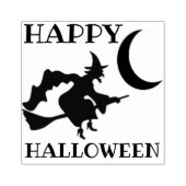 Gelukkige Halloween heks en maan Rubberstempel (Afrduk)