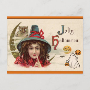 Gelukkige Halloween heks Feestdagenkaart