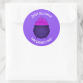 Gelukkige Halloween heks ketel gepersonaliseerd Ronde Sticker (Tas)