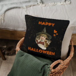 Gelukkige Halloween  heks met kittens Kussen
