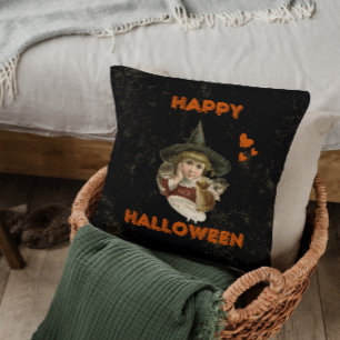 Gelukkige Halloween heks met kittens Kussen