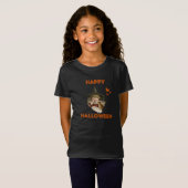 Gelukkige Halloween  heks met kittens T-shirt (Voorkant volledig)