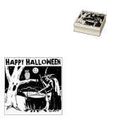 Gelukkige Halloween heks, uil, maan Rubberstempel (Gestempeld)