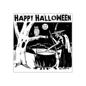 Gelukkige Halloween heks, uil, maan Rubberstempel (Afrduk)