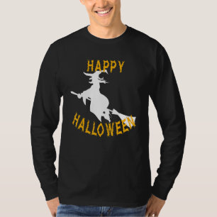 Gelukkige Halloween heks vliegen op bezem T-shirt