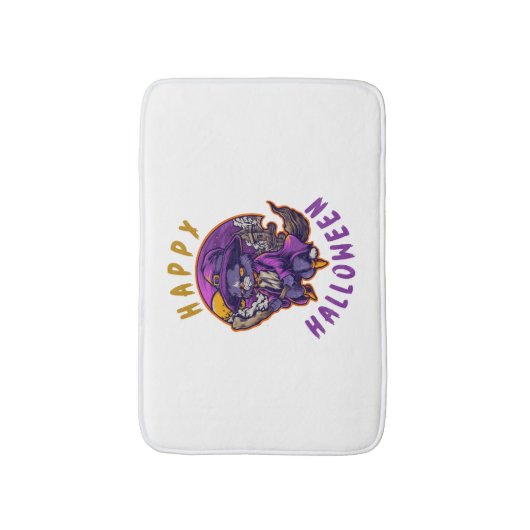 Gelukkige Halloween Heksenkat Badmat (Voorkant Verticaal)