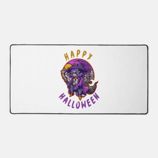 Gelukkige Halloween Heksenkat Bureaumat (Voorkant)