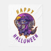 Gelukkige Halloween Heksenkat Fleece Deken (Voorkant)