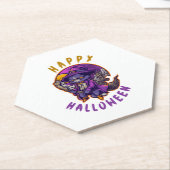 Gelukkige Halloween Heksenkat Kartonnen Onderzetters (Schuin)