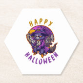 Gelukkige Halloween Heksenkat Kartonnen Onderzetters (Voorkant)