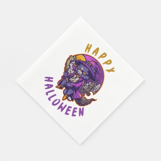 Gelukkige Halloween Heksenkat Servet (Hoek)