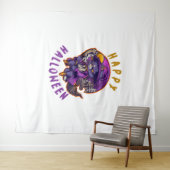 Gelukkige Halloween Heksenkat Wandkleed (In Situ (horizontaal))