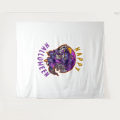 Gelukkige Halloween Heksenkat Wandkleed (Voorkant (horizontaal))